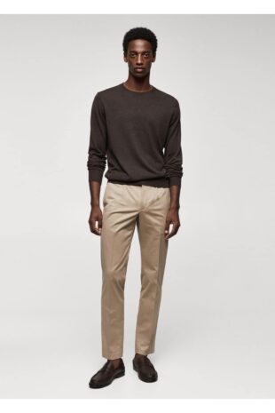 پیژامه بژ فاق نرمال مردانه مانگو 57044391