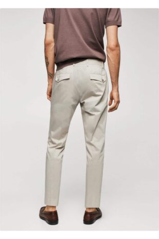 شلوار خاکستری فاق نرمال مردانه مانگو 57052504