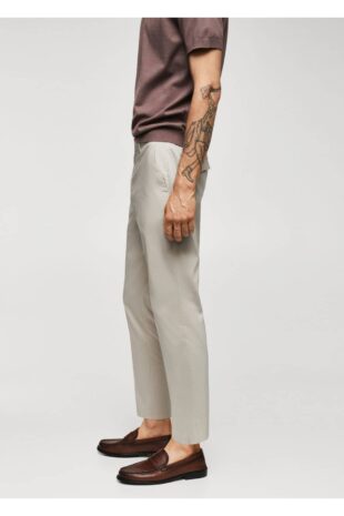 شلوار خاکستری فاق نرمال مردانه مانگو 57052504