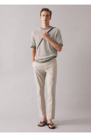 شلوار خاکستری فاق نرمال مردانه مانگو 57052504