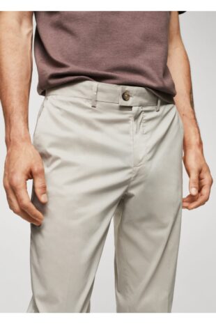 شلوار خاکستری فاق نرمال مردانه مانگو 57052504