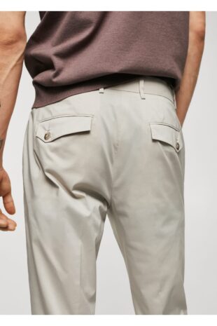 شلوار خاکستری فاق نرمال مردانه مانگو 57052504