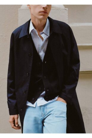 پالتو لاجورد مردانه مانگو 57065948