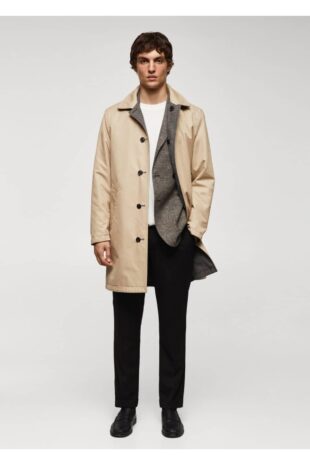 پالتو خاکستری مردانه مانگو 57065949