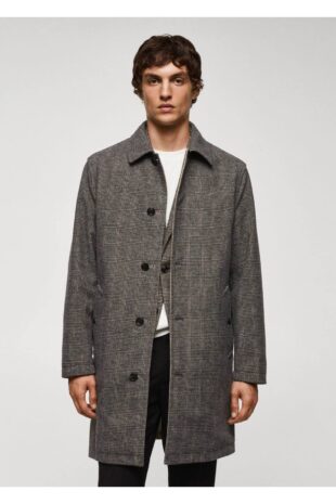 پالتو خاکستری مردانه مانگو 57065949