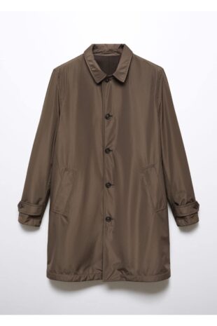 پالتو قهوه ای مردانه مانگو 57085945