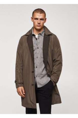 پالتو قهوه ای مردانه مانگو 57085945