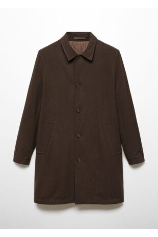 پالتو قهوه ای مردانه مانگو 57085945