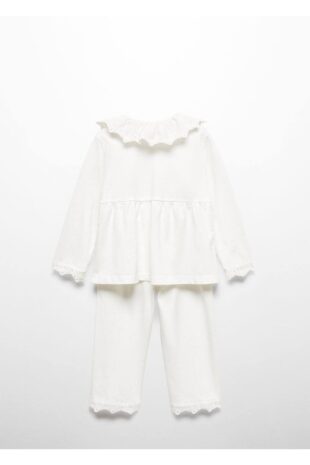 ست پیژامه سفید فاق نرمال بلند دخترانه مانگو 57024433