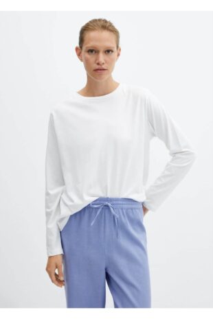 ست پیژامه آبی فاق نرمال بلند زنانه مانگو 57065803