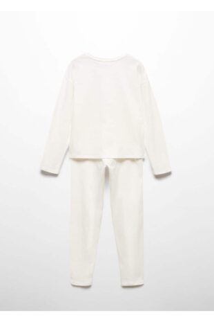 ست پیژامه سفید فاق نرمال بلند دخترانه مانگو 57059090