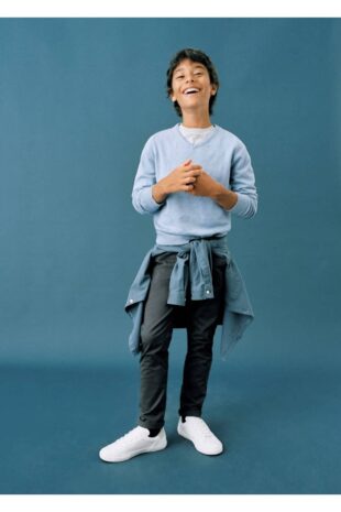 شلوار سیاه فاق نرمال پسرانه مانگو 57001033