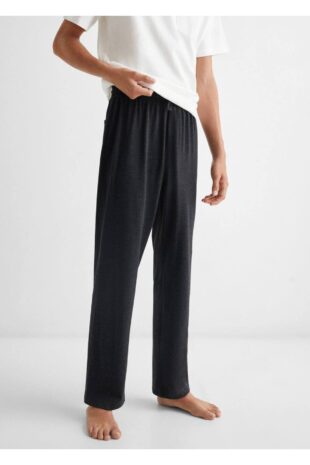 ست پیژامه خاکستری فاق نرمال بلند مردانه مانگو 57015801