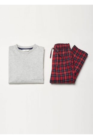 ست پیژامه قرمز فاق نرمال بلند پسرانه مانگو 57018272