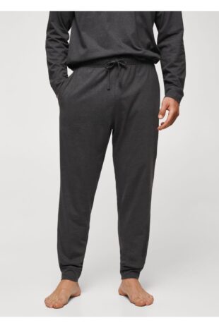 ست پیژامه خاکستری فاق نرمال بلند مردانه مانگو 57026017