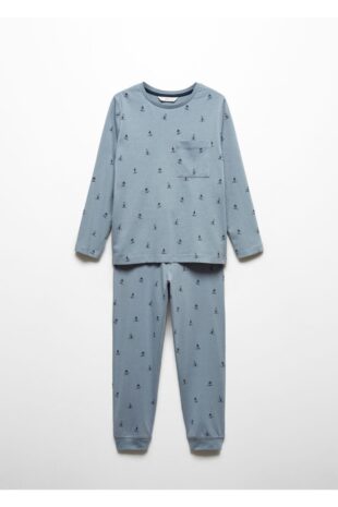 ست پیژامه آبی فاق نرمال بلند پسرانه مانگو 57028271