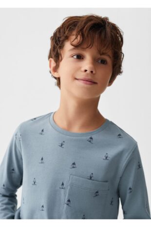 ست پیژامه آبی فاق نرمال بلند پسرانه مانگو 57028271