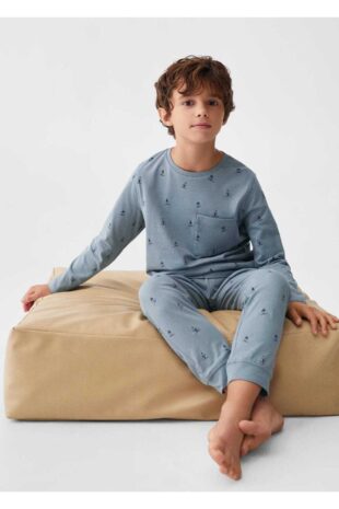 ست پیژامه آبی فاق نرمال بلند پسرانه مانگو 57028271