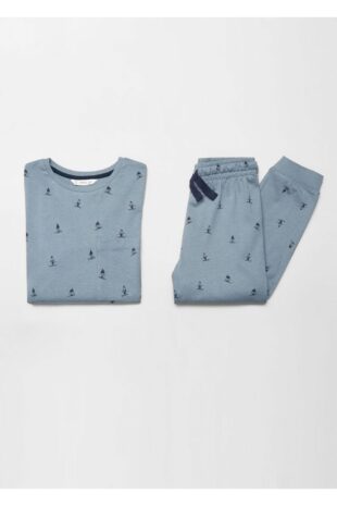 ست پیژامه آبی فاق نرمال بلند پسرانه مانگو 57028271