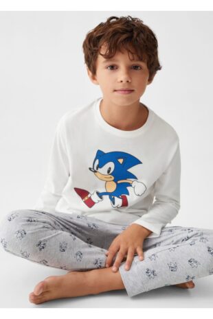 ست پیژامه سفید فاق نرمال بلند پسرانه مانگو 57074027