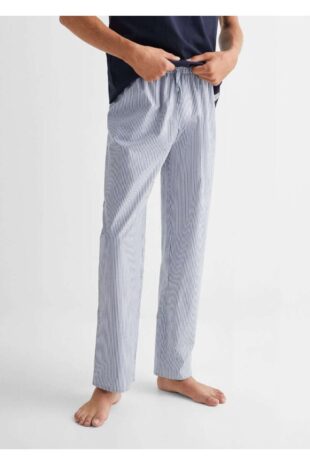 ست پیژامه لاجورد فاق نرمال بلند مردانه مانگو 57075798