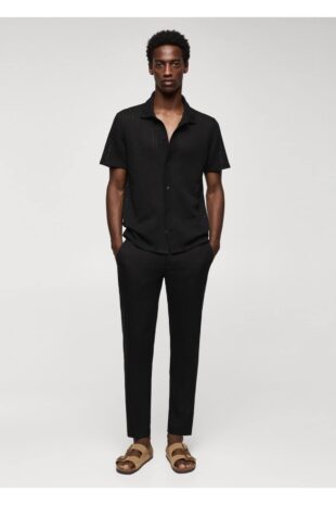 تی شرت سیاه مردانه مانگو 57085810