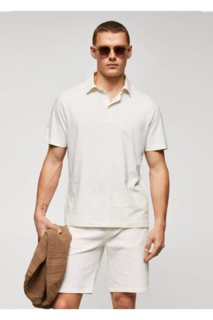 تی شرت سفید مردانه مانگو 57000781