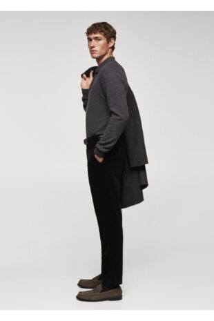 شلوار سیاه فاق نرمال مردانه مانگو 57067706