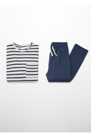 ست پیژامه لاجورد فاق نرمال بلند پسرانه مانگو 57078270