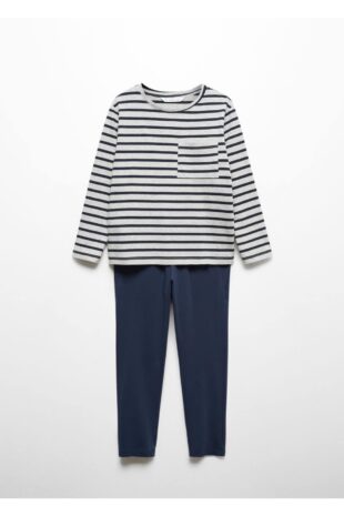 ست پیژامه لاجورد فاق نرمال بلند پسرانه مانگو 57078270