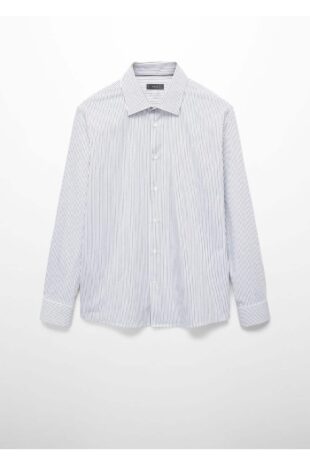 پیراهن خاکستری مردانه مانگو 57074386