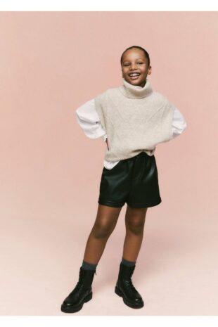 شلوارک سیاه فاق نرمال دخترانه مانگو 57074024