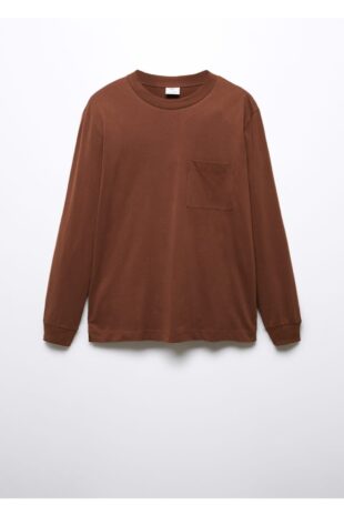 تی شرت قهوه ای مردانه مانگو 57095961