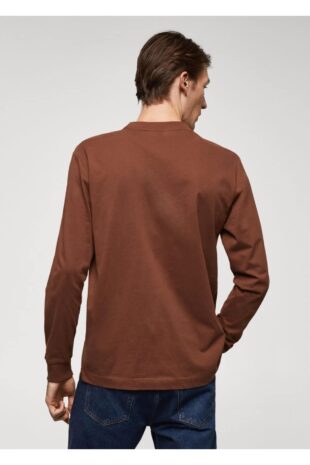 تی شرت قهوه ای مردانه مانگو 57095961