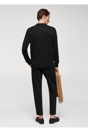 تی شرت سیاه مردانه مانگو 57095961