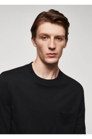 تی شرت سیاه مردانه مانگو 57095961