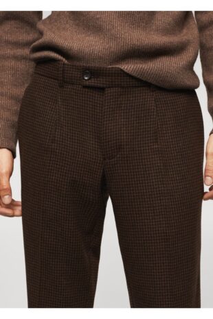 شلوار قهوه ای مردانه مانگو 37027708