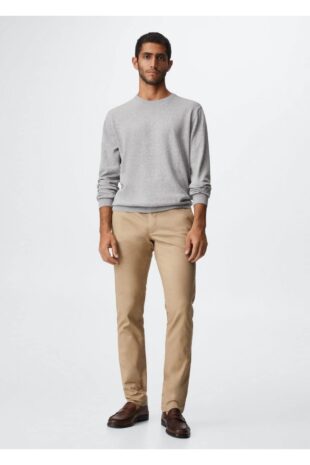 شلوار بژ فاق نرمال مردانه مانگو 37040786