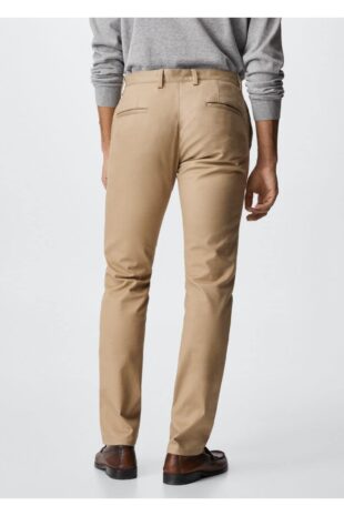 شلوار بژ فاق نرمال مردانه مانگو 37040786