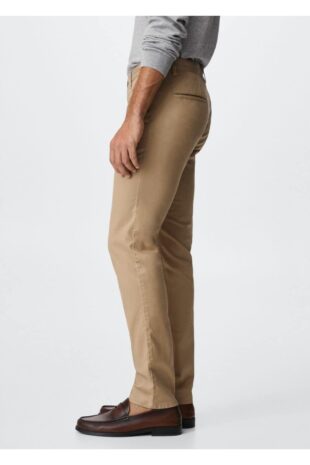 شلوار بژ فاق نرمال مردانه مانگو 37040786