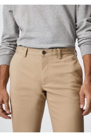 شلوار بژ فاق نرمال مردانه مانگو 37040786