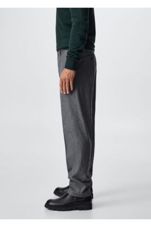 شلوار خاکستری فاق نرمال مردانه مانگو 37047107