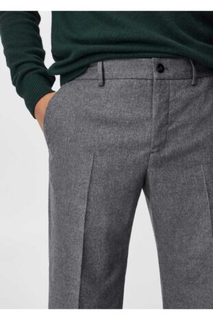 شلوار خاکستری فاق نرمال مردانه مانگو 37047107