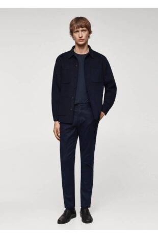 شلوار منگو لاجورد فاق نرمال مردانه مانگو 67000619