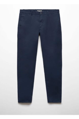 شلوار منگو لاجورد فاق نرمال مردانه مانگو 67000619