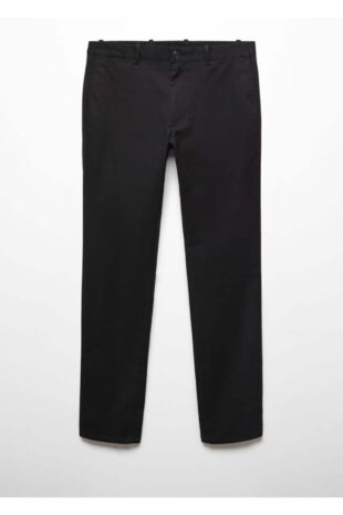 شلوار منگو سیاه فاق نرمال مردانه مانگو 67000619