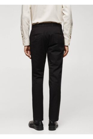 شلوار منگو سیاه فاق نرمال مردانه مانگو 67000619