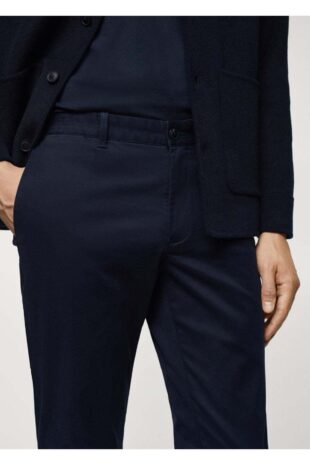 شلوار منگو لاجورد فاق نرمال مردانه مانگو 67000619