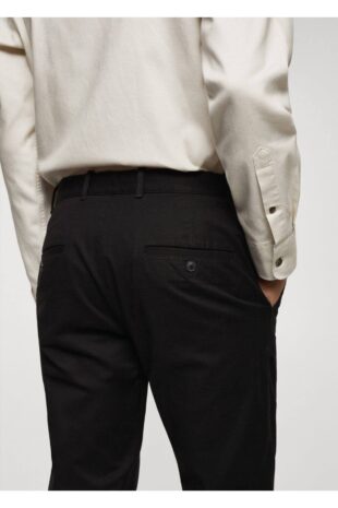 شلوار منگو سیاه فاق نرمال مردانه مانگو 67000619