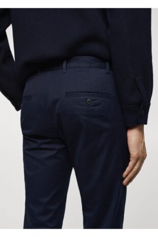 شلوار منگو لاجورد فاق نرمال مردانه مانگو 67000619